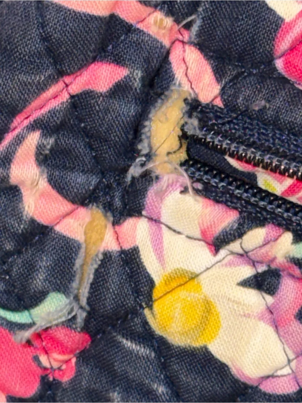 Vera Bradley Navy Floral Quilted Crossbody with Pink Accents